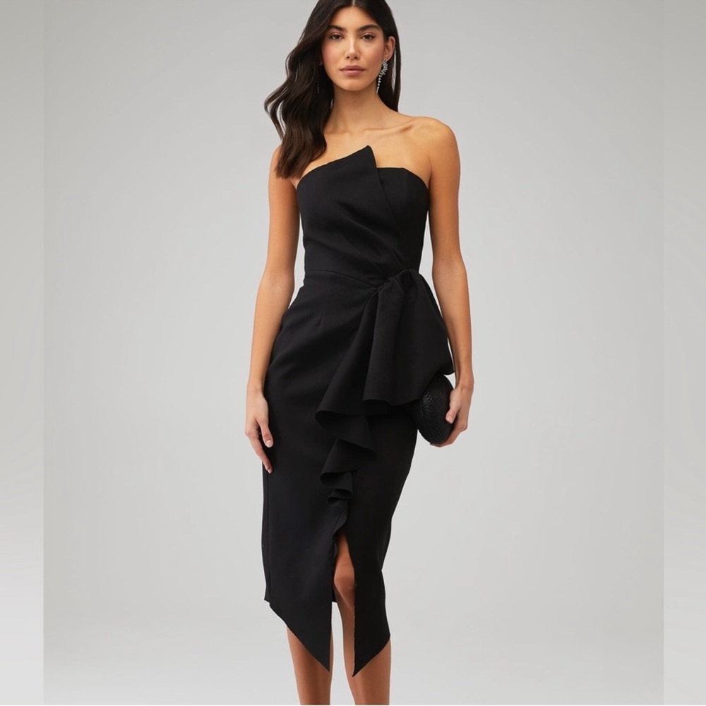Elliatt MADILYN midi cascade Ruffle‎ Strapless Cocktail Dress size XS. NWT